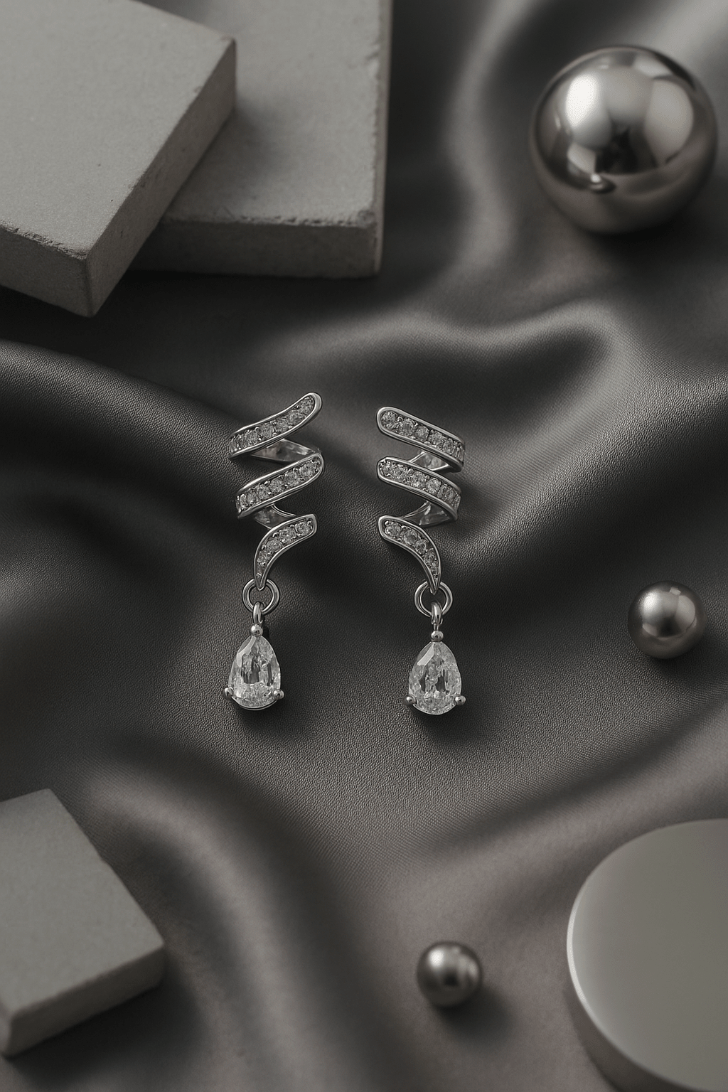 Spiral Diamond Drop Earrings - Maxiblink