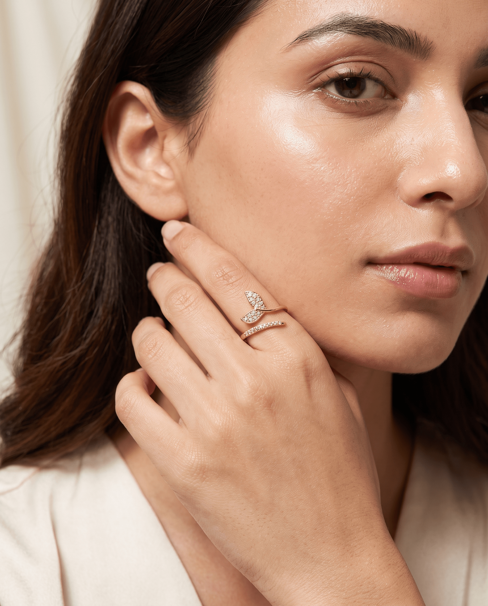 Sprout Leaf Pave Wrap Ring - Maxiblink