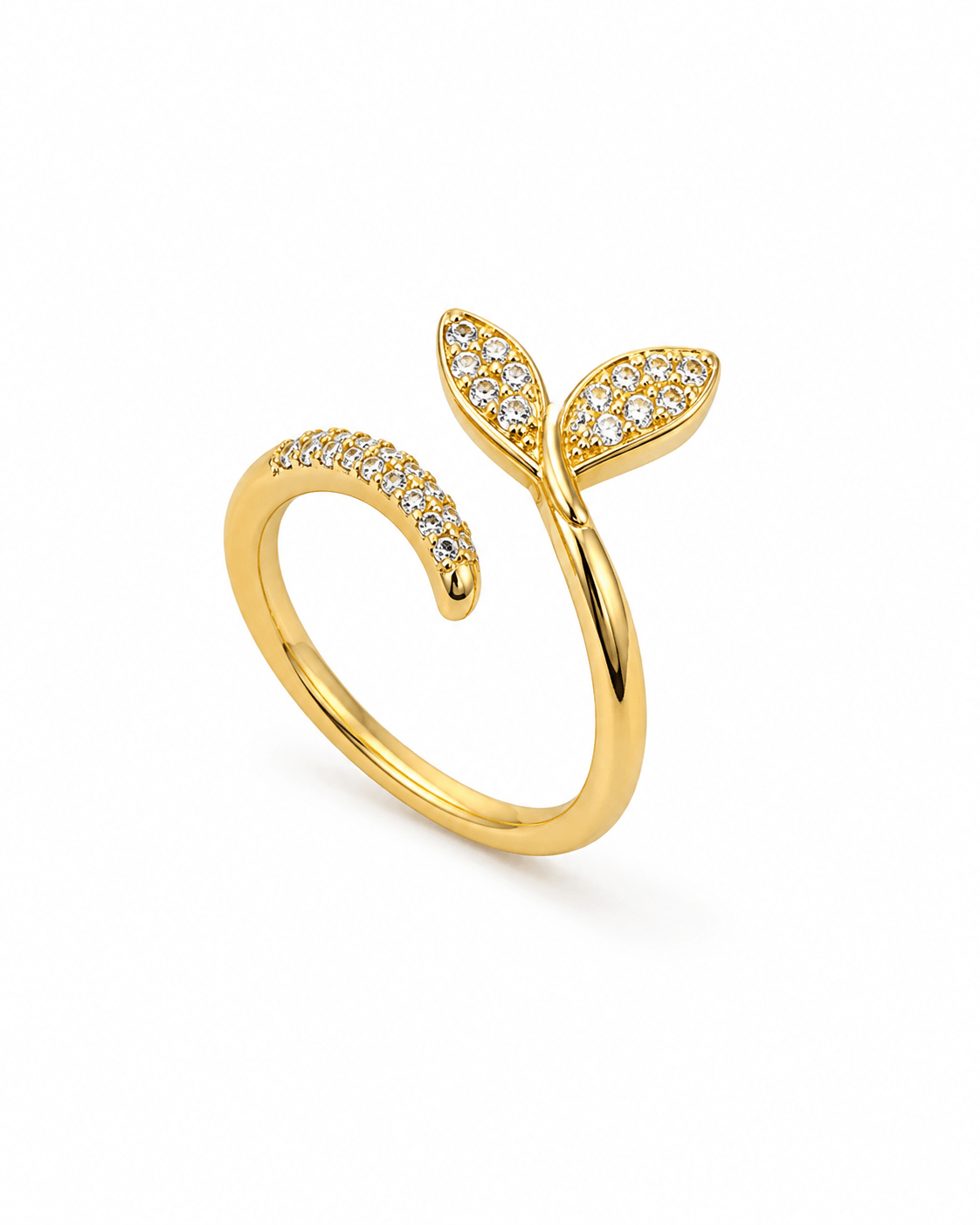 Sprout Leaf Pave Wrap Ring - Maxiblink