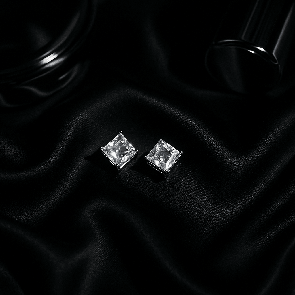 Square Clear Stud Earrings - Maxiblink