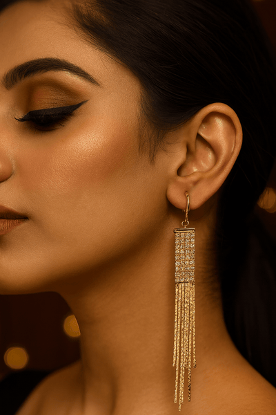 Square Mesh Tassel Earrings – Bold Gold Anti - Tarnish Jewelry - Maxiblink