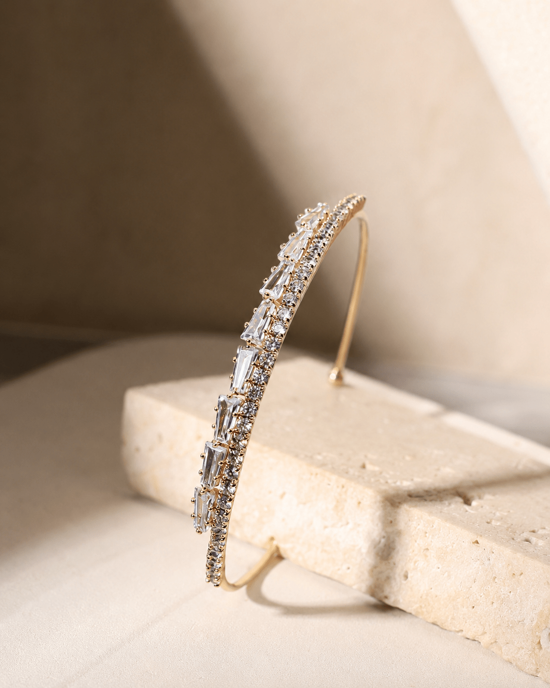 Staggered Baguette Crystal Cuff Bracelet - Maxiblink