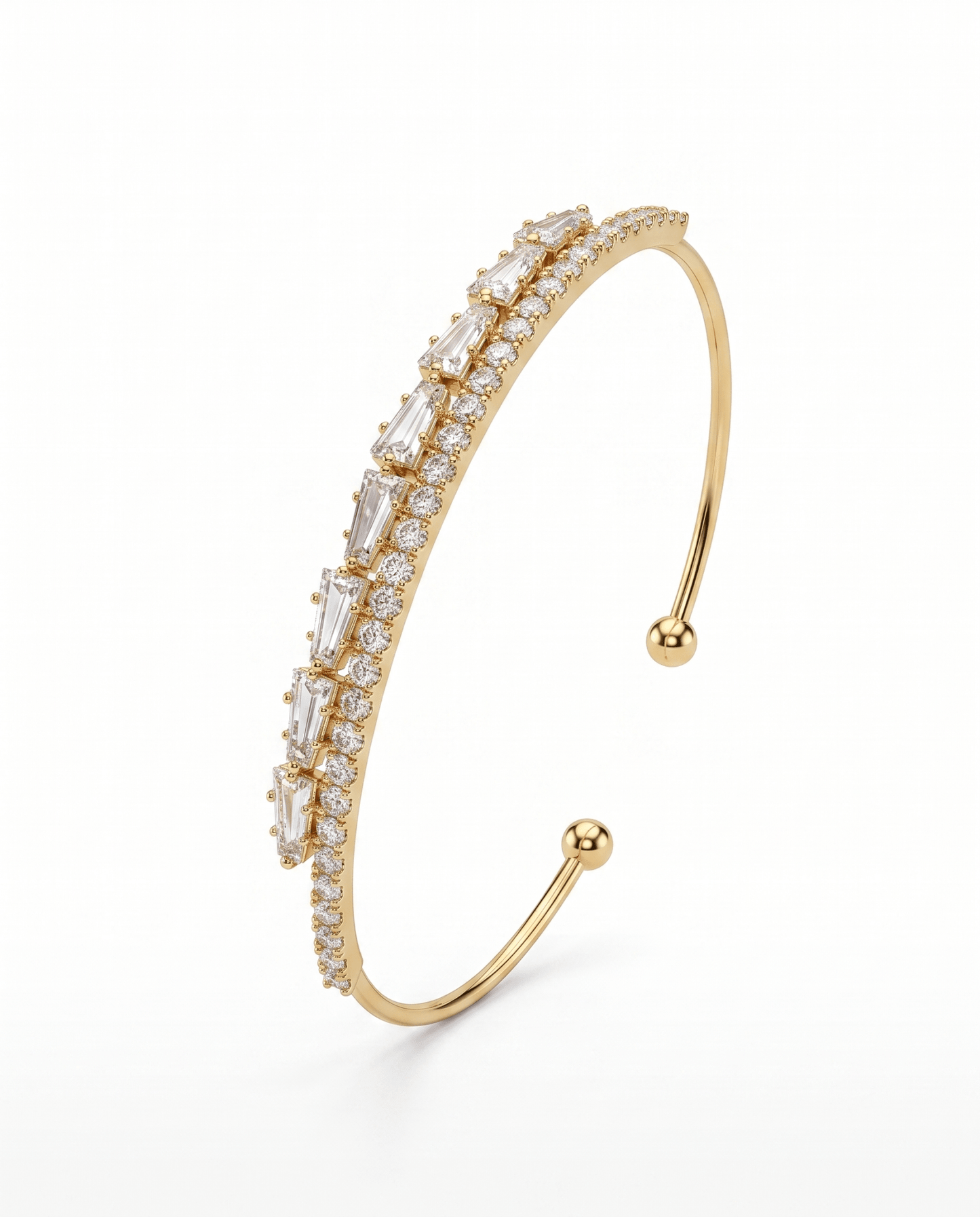 Staggered Baguette Crystal Cuff Bracelet - Maxiblink