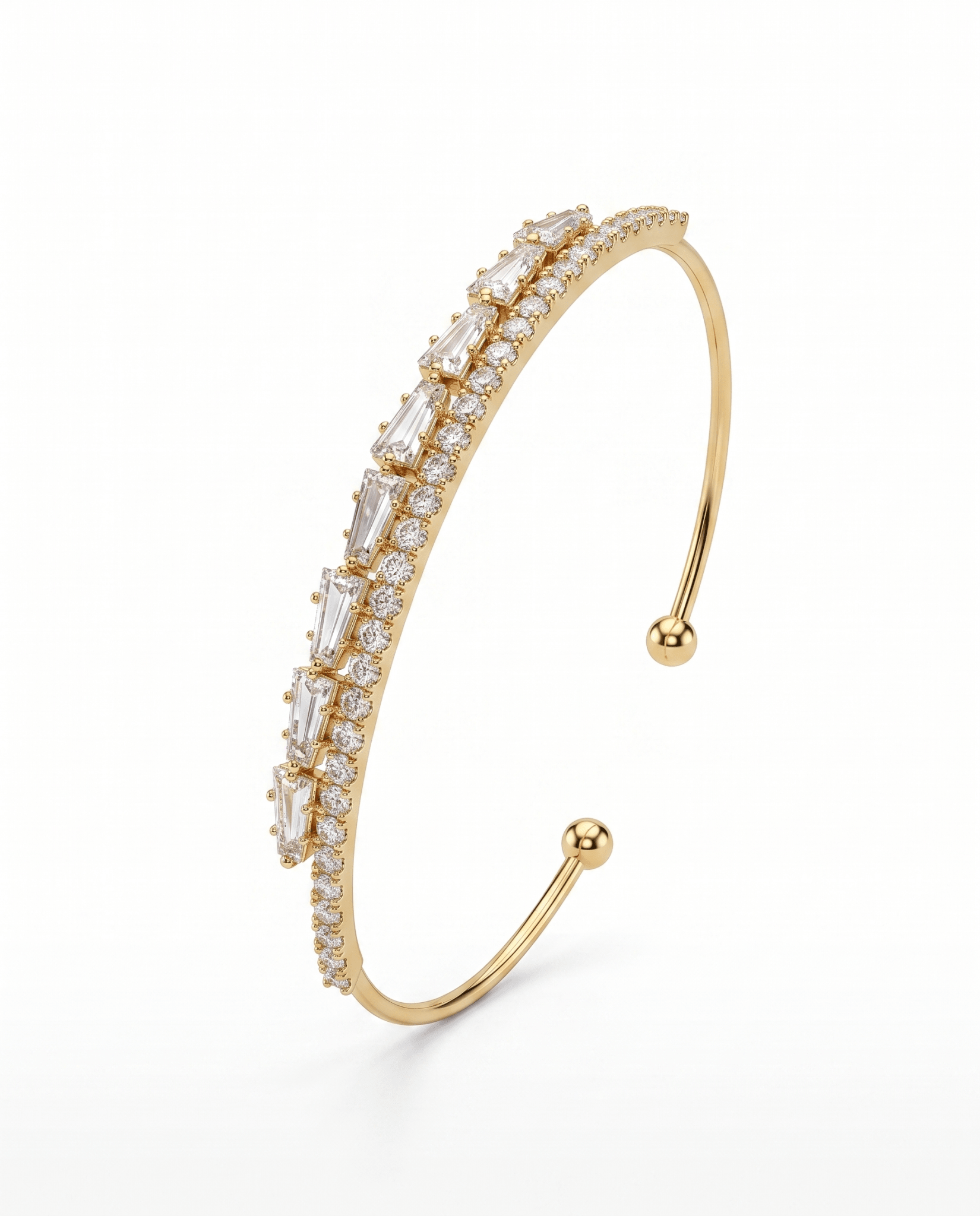 Staggered Baguette Crystal Cuff Bracelet - Maxiblink