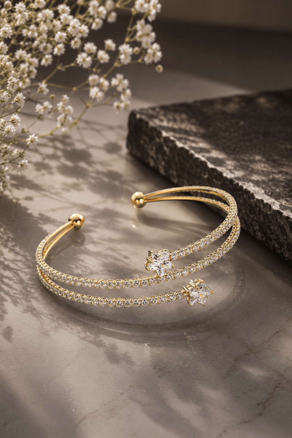 Star Tipped Crystal Coil Wrap Bracelet - Maxiblink