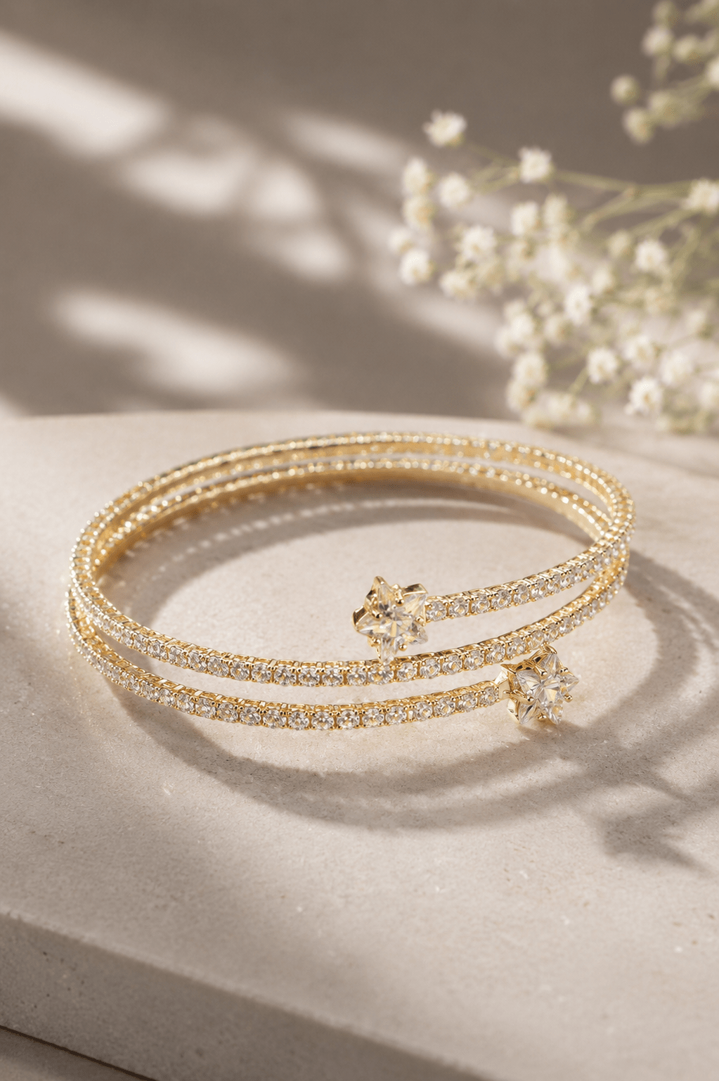 Star Tipped Crystal Coil Wrap Bracelet - Maxiblink