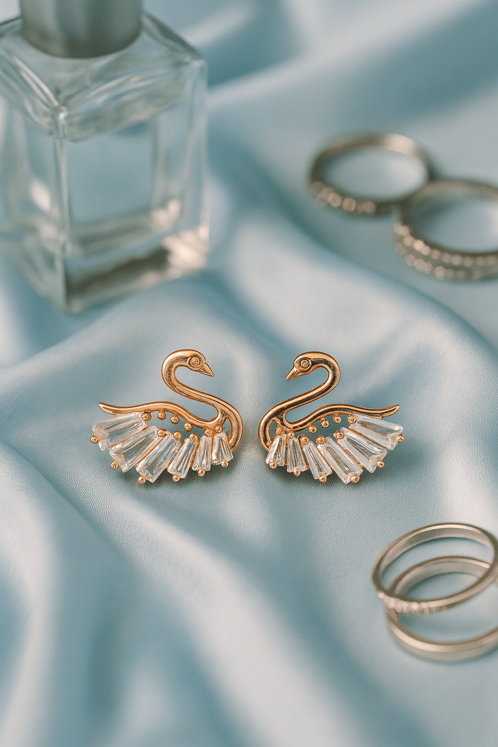 Swan Shaped CZ Stud Earrings - Maxiblink