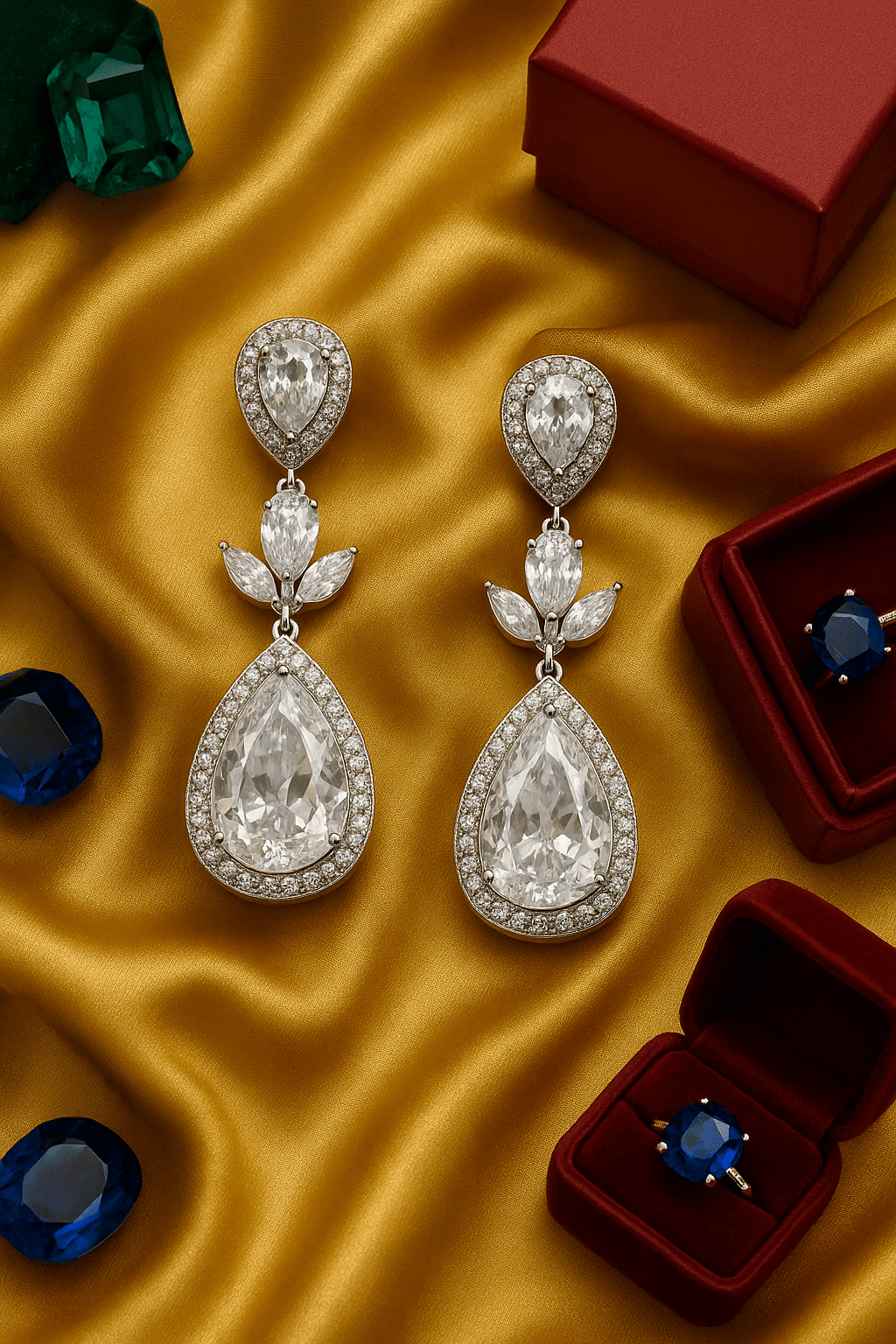 Teardrop Bridal Crystal Earrings - Maxiblink