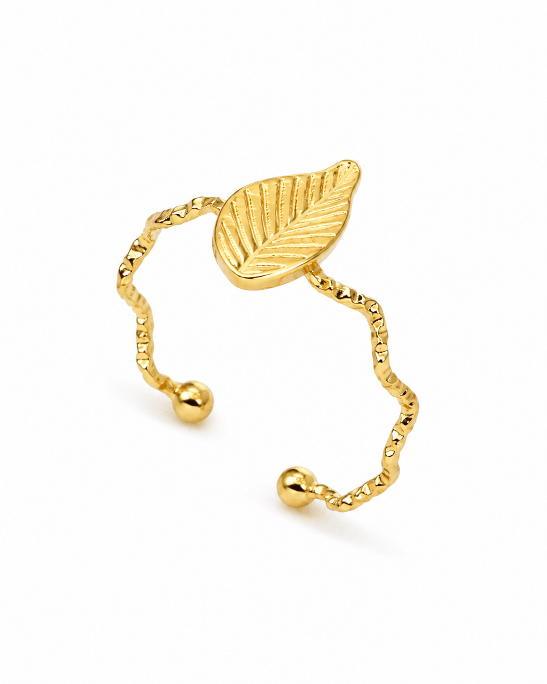 Textured Gold Leaf Beaded Band Ring - Maxiblink