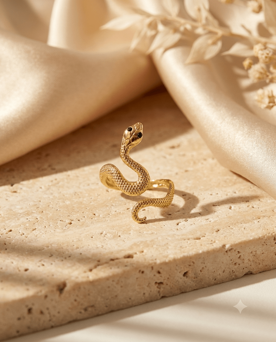 gold-plated serpent ring — Textured Gold Serpent Wrap Ring by MaxiBlink