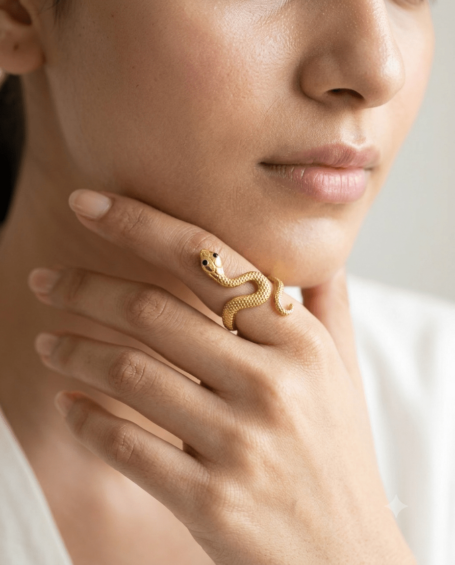 Textured Gold Serpent Wrap Ring in 18K gold-plated stainless steel — MaxiBlink