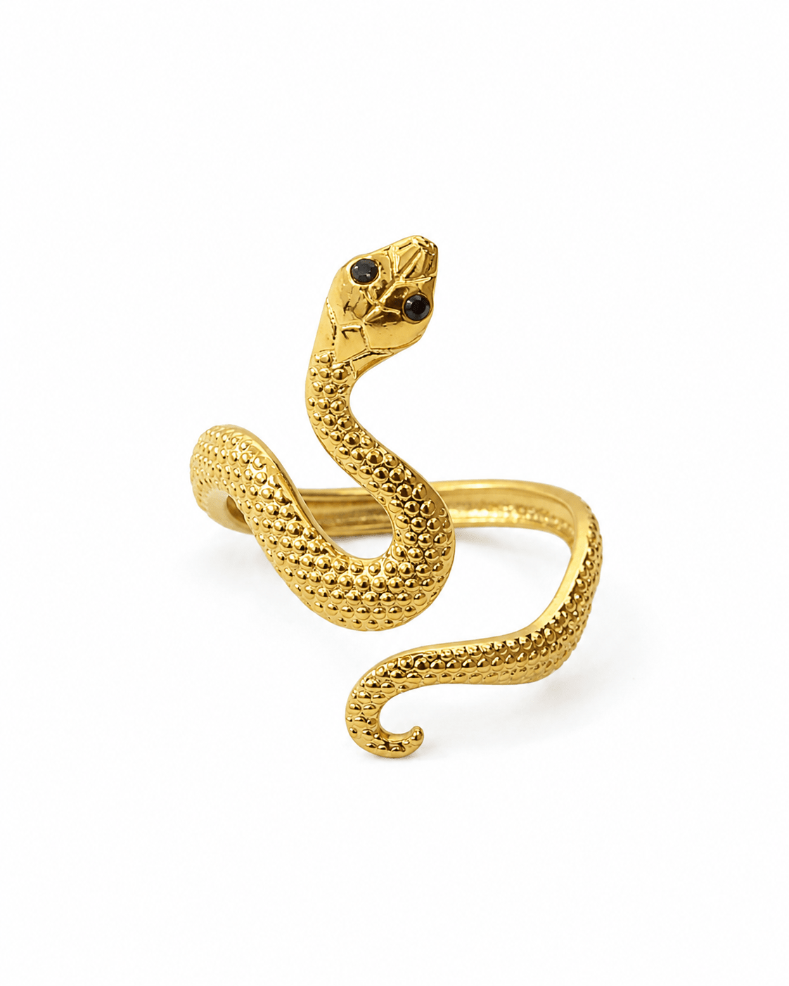 Textured Gold Serpent Wrap Ring — anti-tarnish adjustable free-size ring, MaxiBlink demi-fine