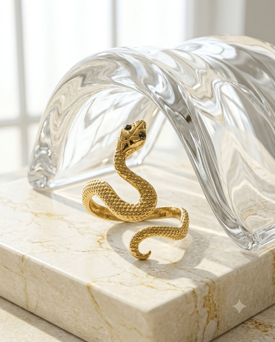 Hypoallergenic waterproof serpent ring in 18K gold plating — MaxiBlink