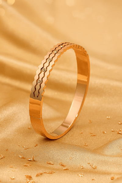 Textured Gold Stud Bangle - Maxiblink