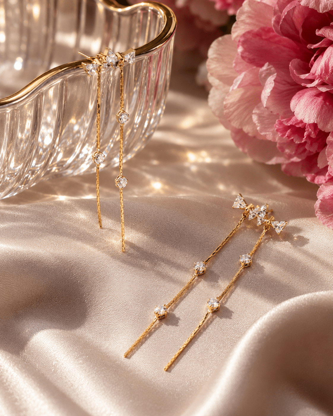Triangle Crystal Bar Drop Earrings - Maxiblink
