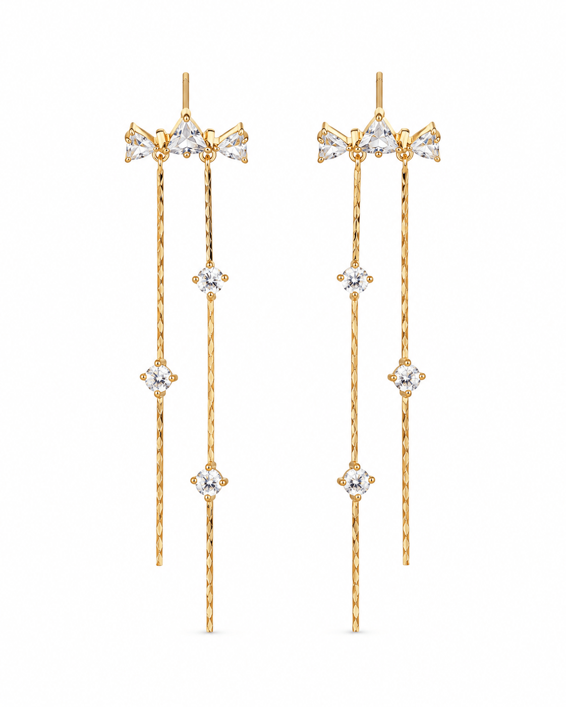 Triangle Crystal Bar Drop Earrings - Maxiblink