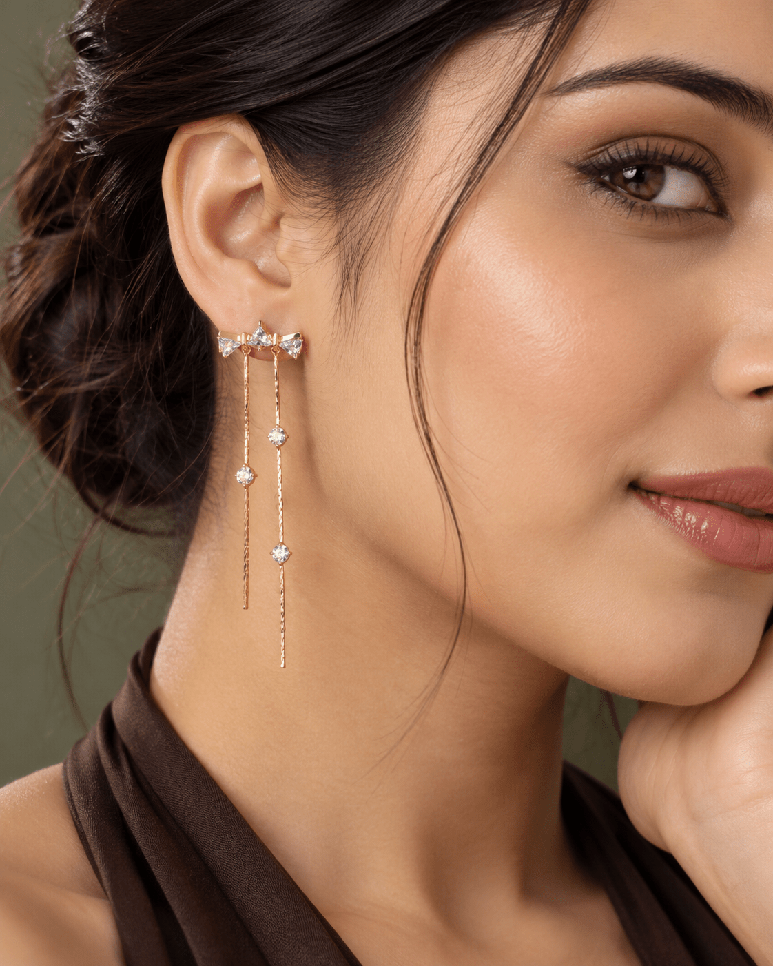 Triangle Crystal Bar Drop Earrings - Maxiblink