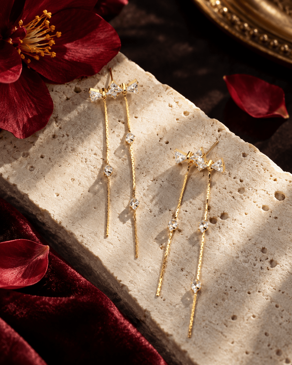 Triangle Crystal Bar Drop Earrings - Maxiblink