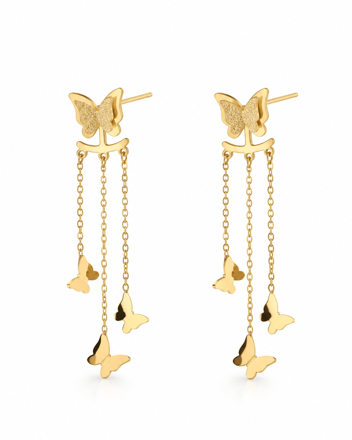 Triple Butterfly Fringe Drop Earrings - Maxiblink