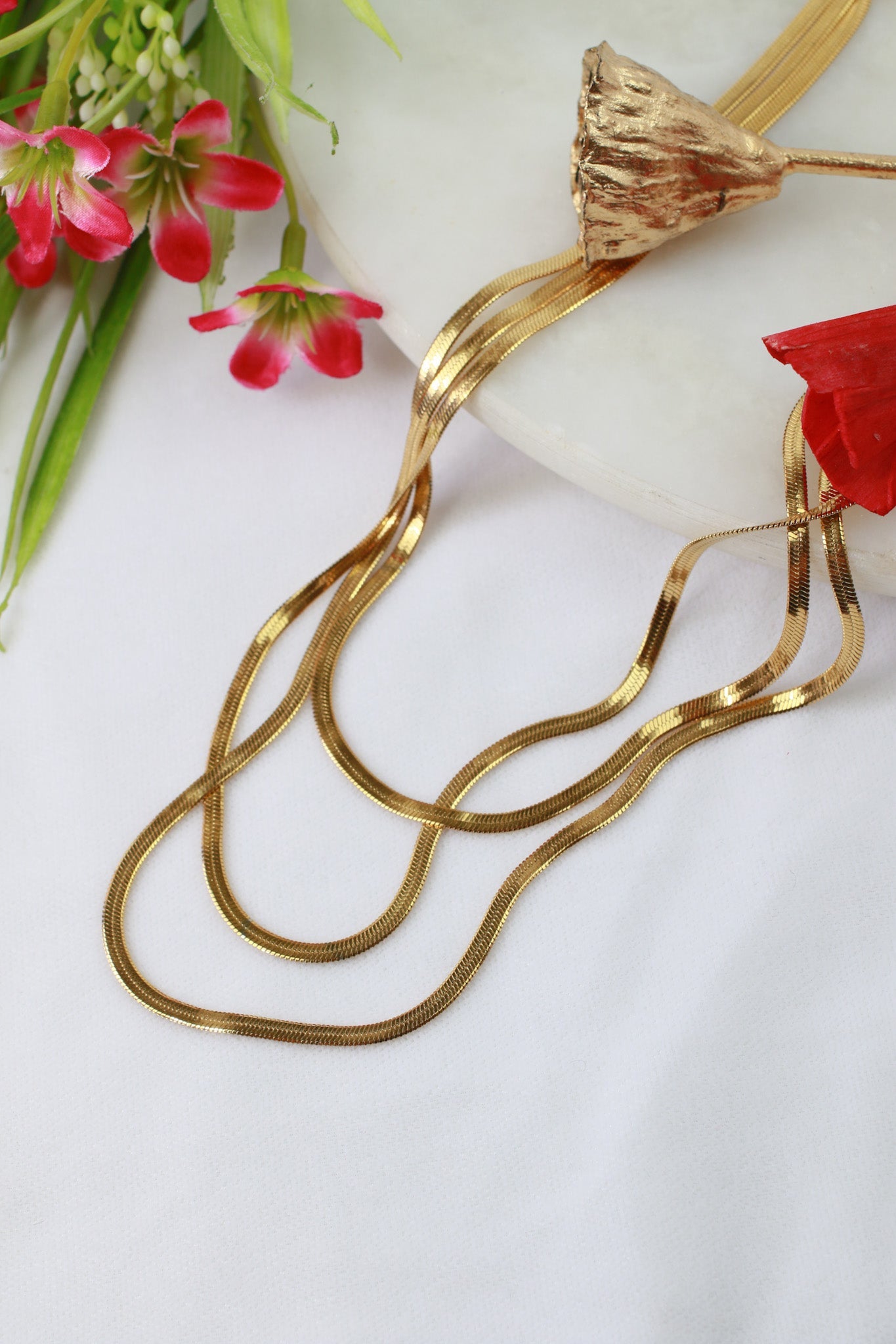 Triple Layer Gold Chain Necklace – Anti - Tarnish Sleek Design - Maxiblink