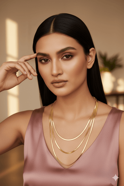 Triple Layer Gold Chain Necklace – Anti - Tarnish Sleek Design - Maxiblink