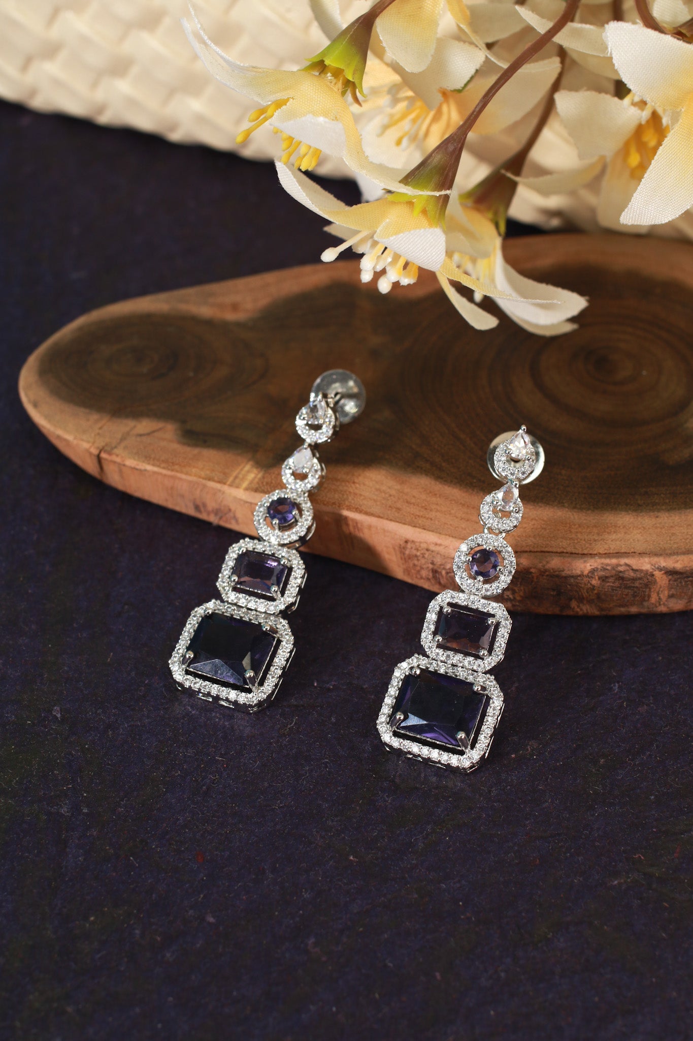 Triple Layer Sapphire Glamour Necklace Set - Maxiblink