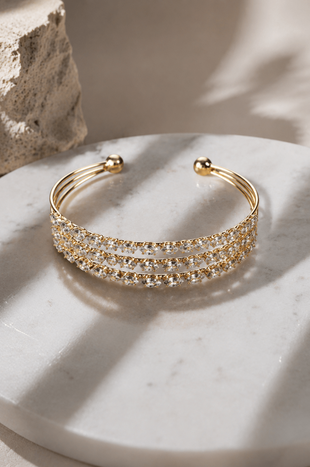 Triple Row Marquise Crystal Cuff Bracelet - Maxiblink