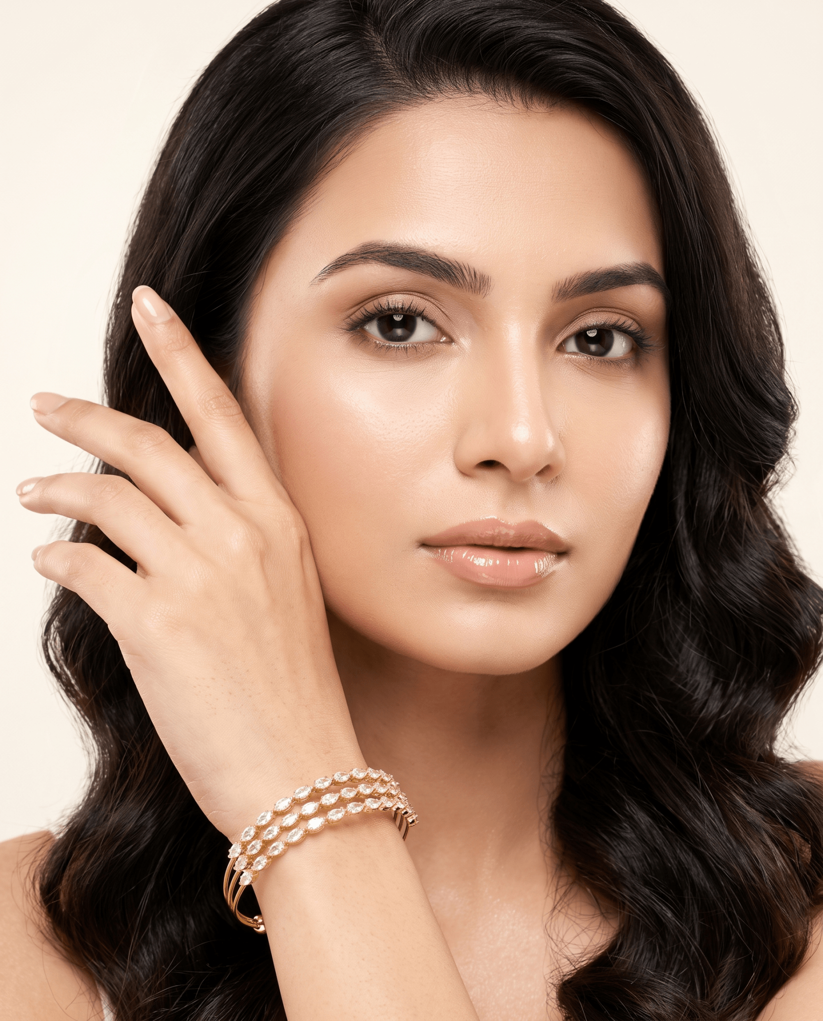 Triple Row Marquise Crystal Cuff Bracelet - Maxiblink