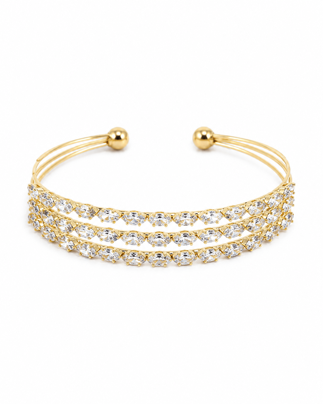 Triple Row Marquise Crystal Cuff Bracelet - Maxiblink