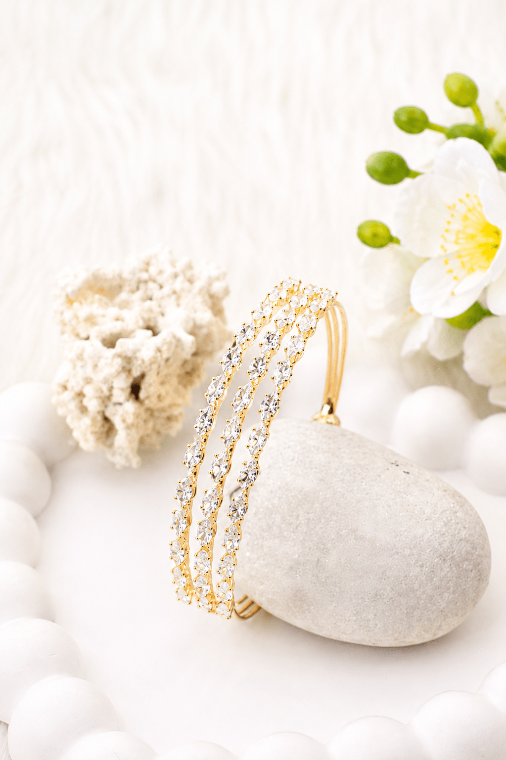 Triple Row Marquise Crystal Cuff Bracelet - Maxiblink