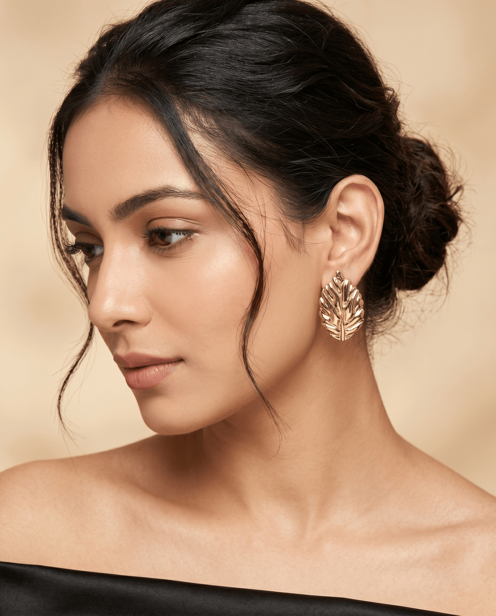 Tropical Leaf Stud Earrings – 18K Gold Plated - Maxiblink