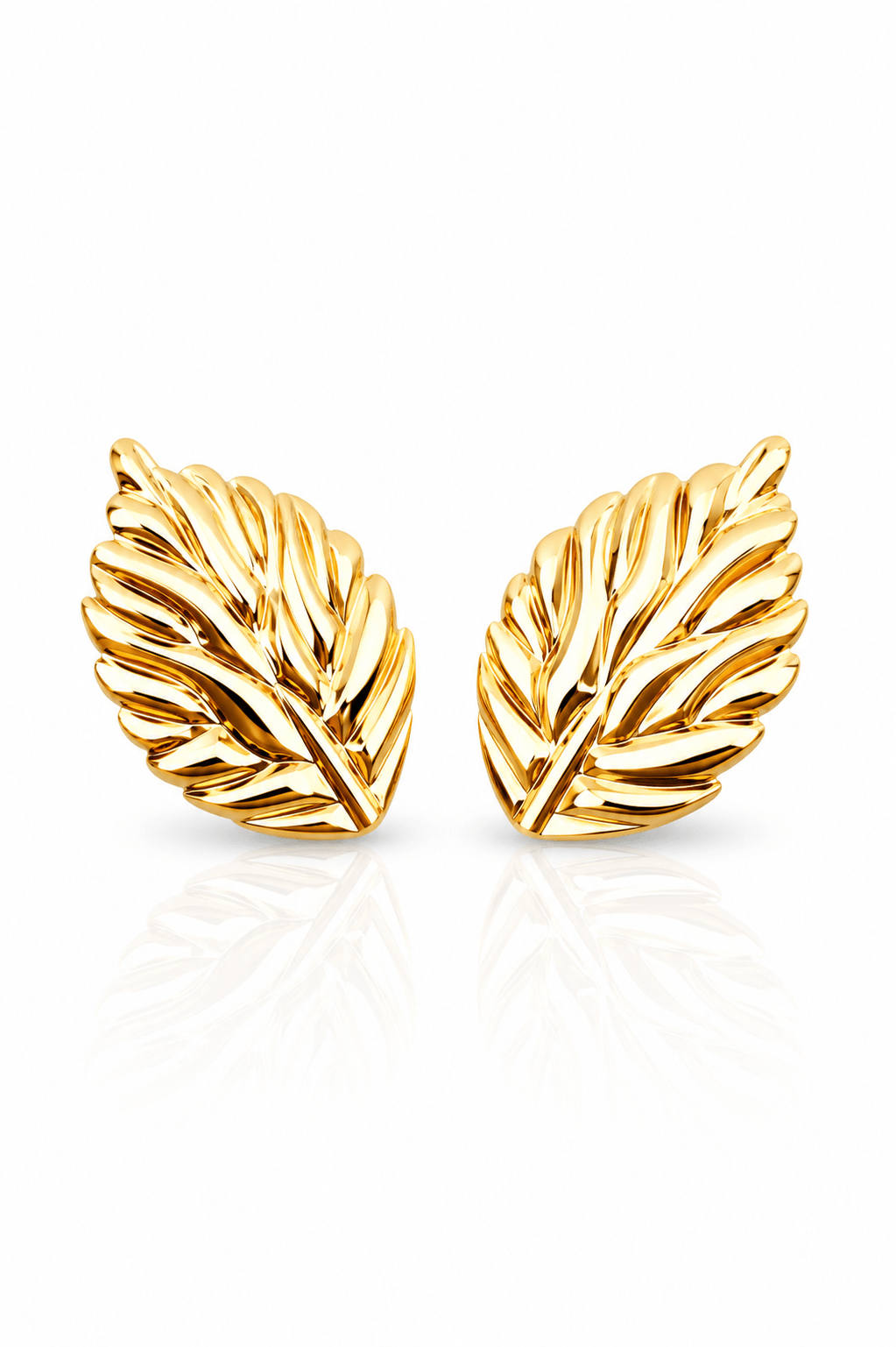Tropical Leaf Stud Earrings – 18K Gold Plated - Maxiblink