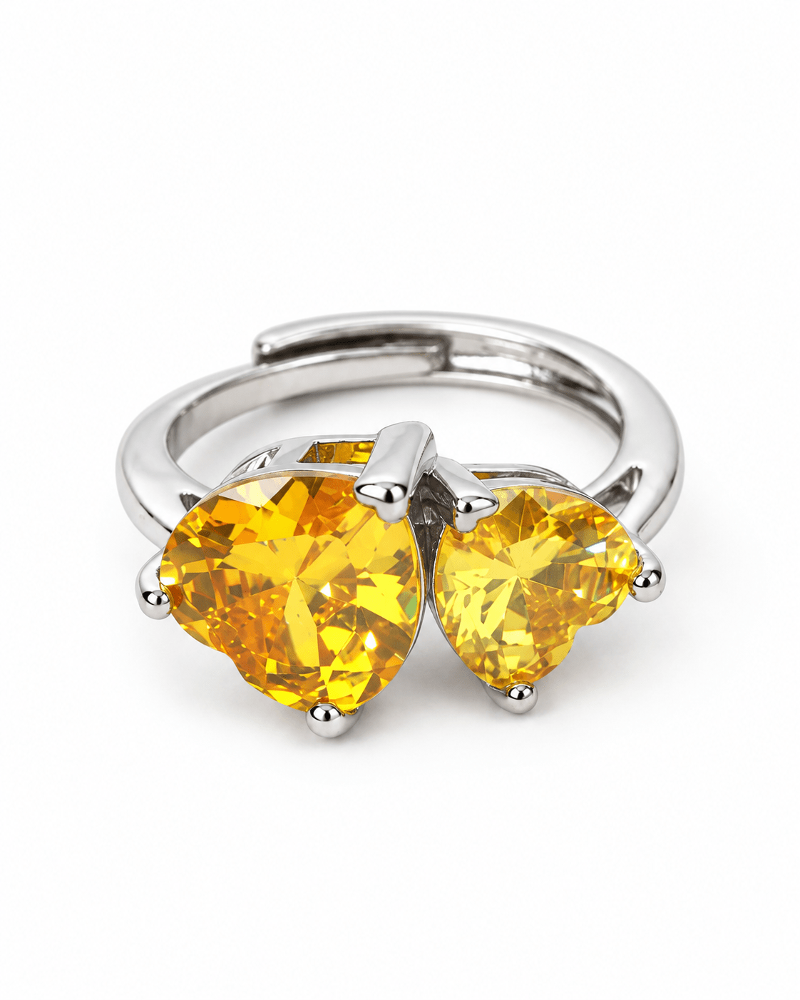 Twin Yellow Heart Toi et Moi Ring - Maxiblink