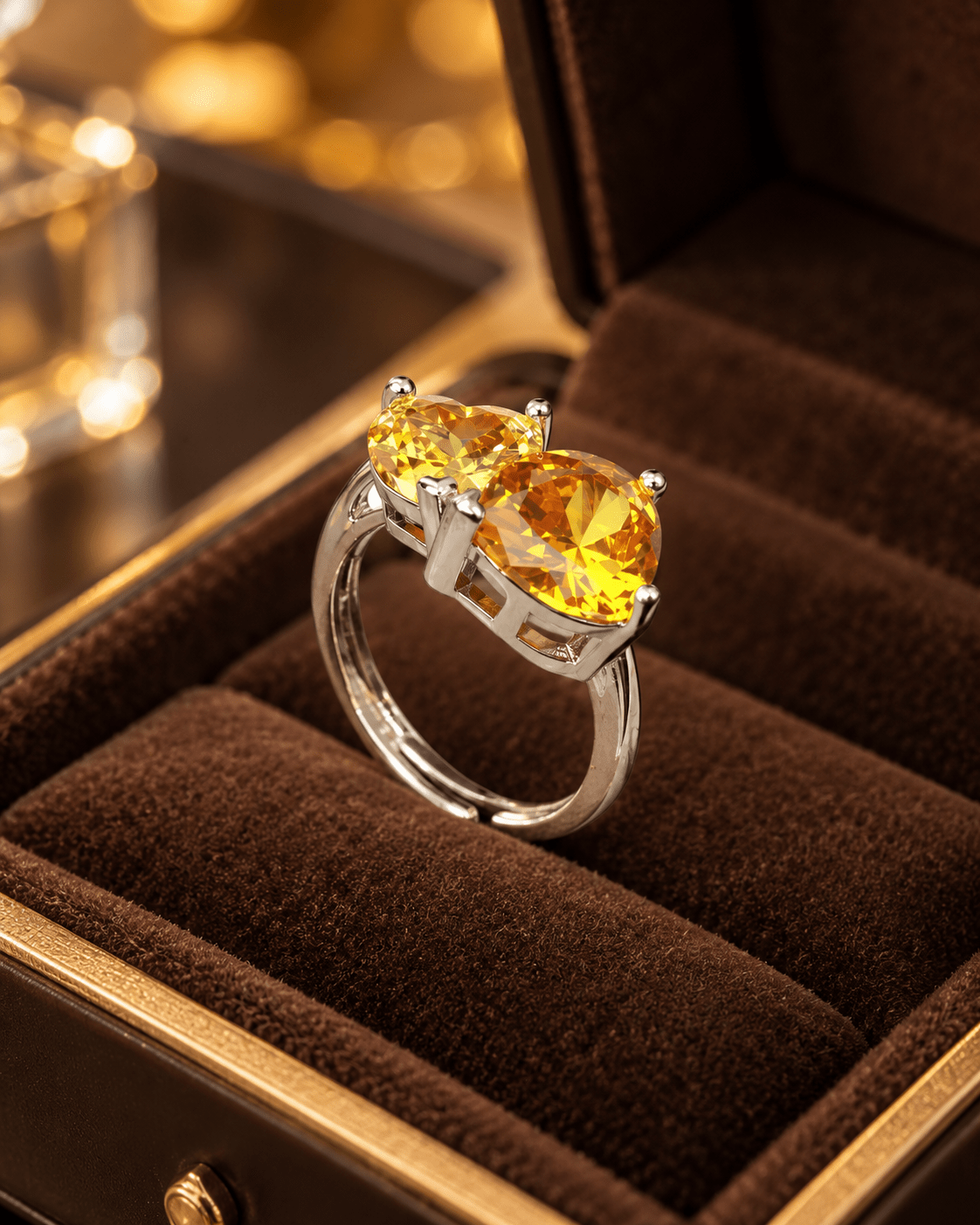 Twin Yellow Heart Toi et Moi Ring - Maxiblink