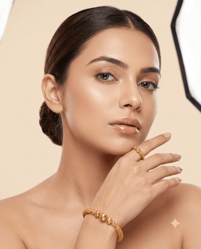 Twisted Mesh Beaded Bracelet & Ring Set - Maxiblink