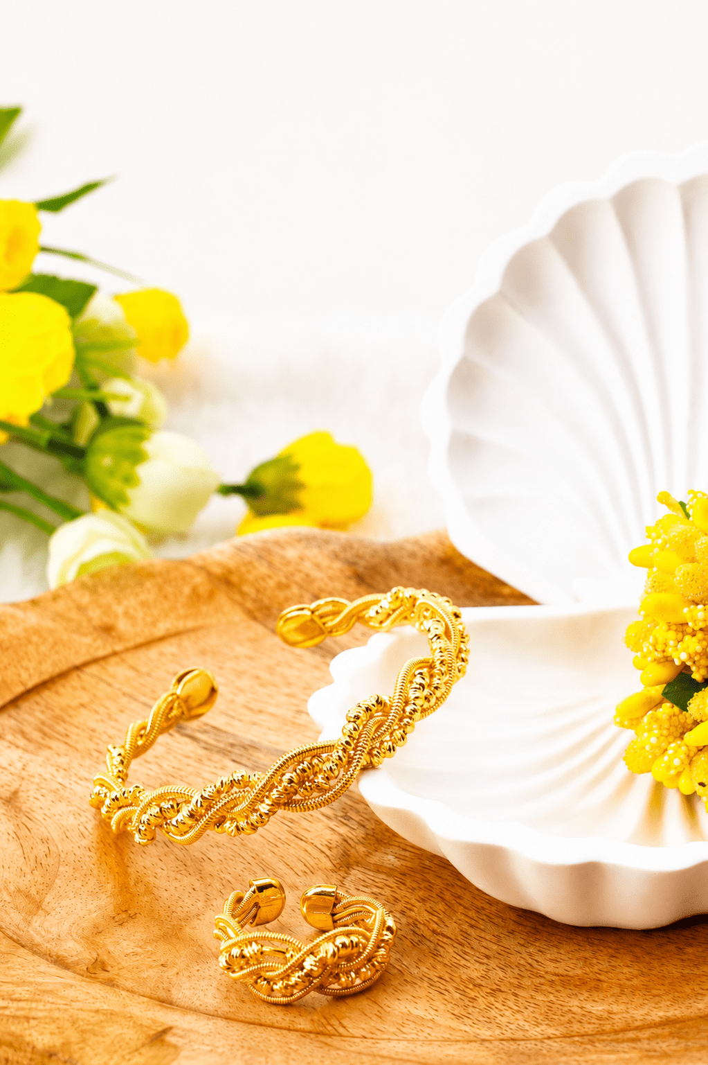 Twisted Rope Cuff Bracelet & Ring Set - Maxiblink
