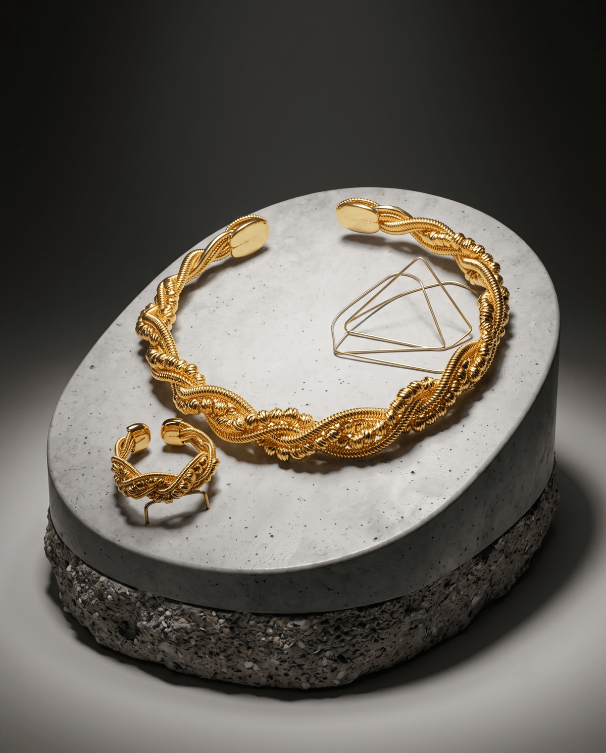 Twisted Rope Cuff Bracelet & Ring Set - Maxiblink