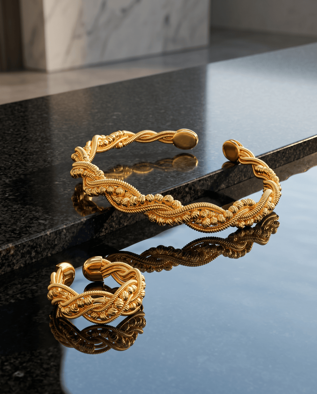 Twisted Rope Cuff Bracelet & Ring Set - Maxiblink
