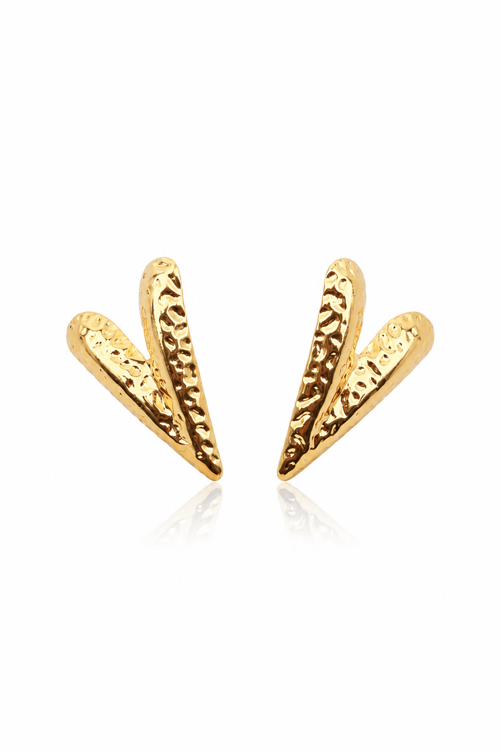 V-Shape Spike Stud Earrings – 18K Gold Plated - Maxiblink