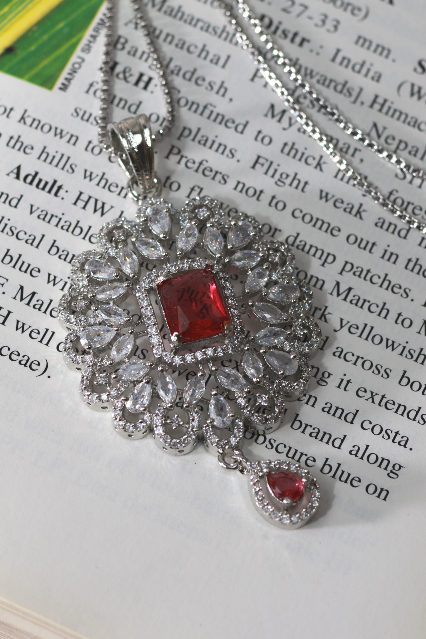 Vintage Ruby Pendant AD Necklace Set - Maxiblink
