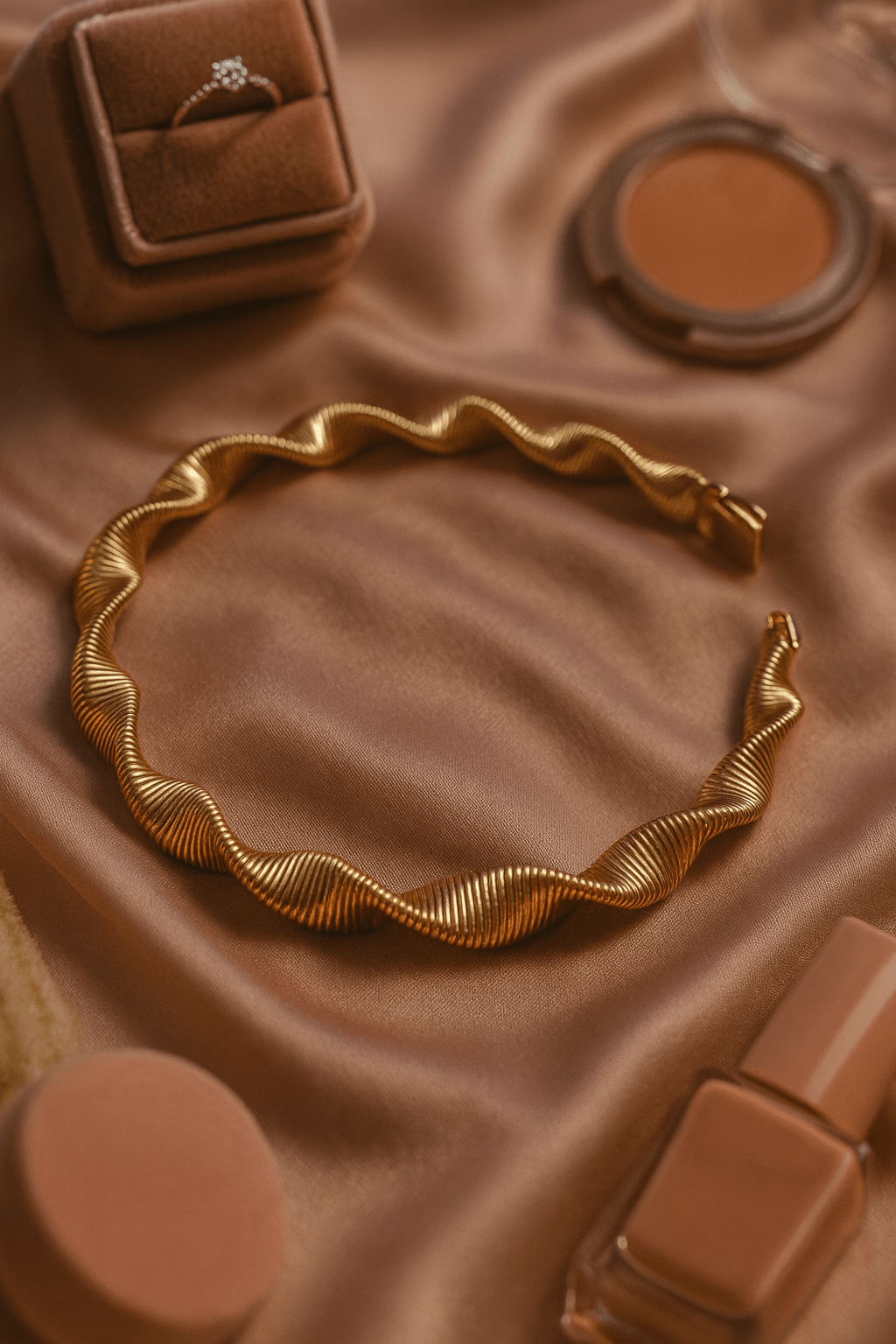 Vintage Spiral Gold - Toned Statement Collar Necklace - Maxiblink