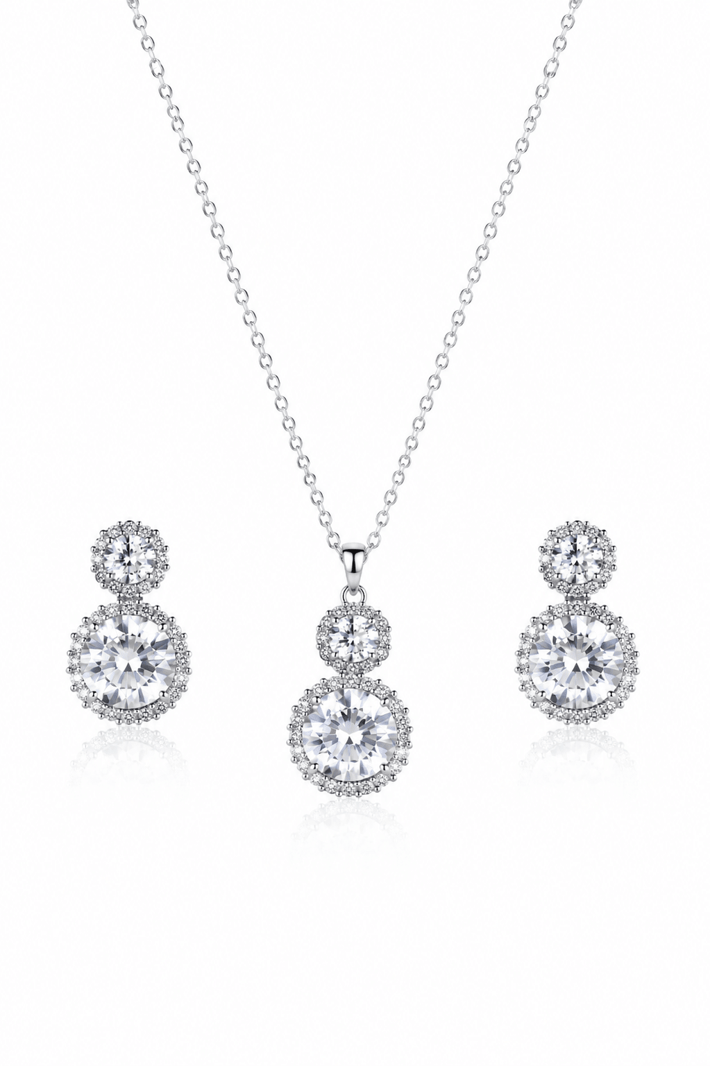 White Double Circle Crystal Pendant Set - Maxiblink