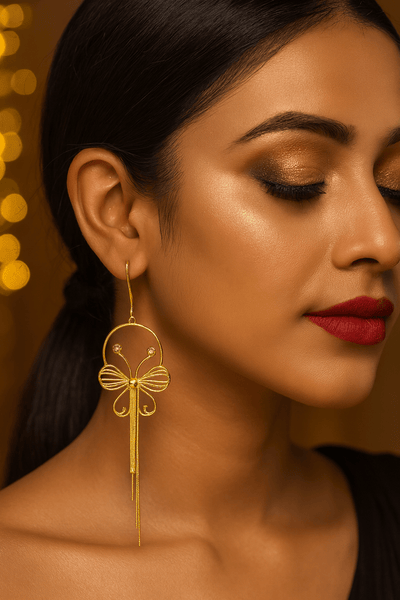 Wire Butterfly Tassel Earrings – Artistic Gold Anti - Tarnish - Maxiblink