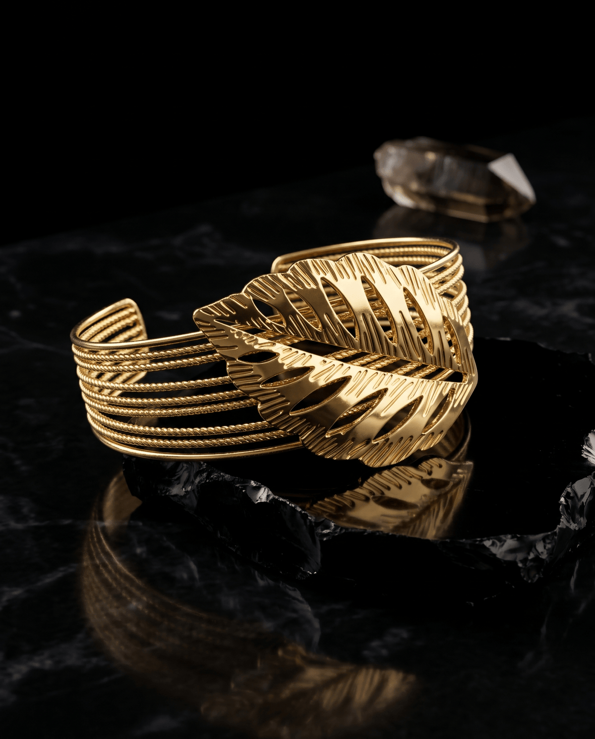Wrapped Leaf Wire Cuff Bracelet - Maxiblink