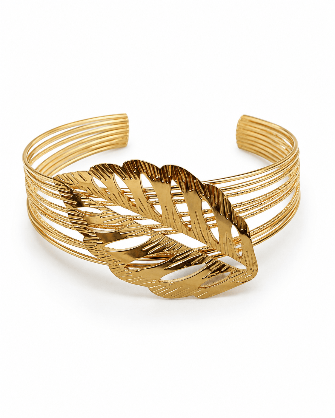Wrapped Leaf Wire Cuff Bracelet - Maxiblink