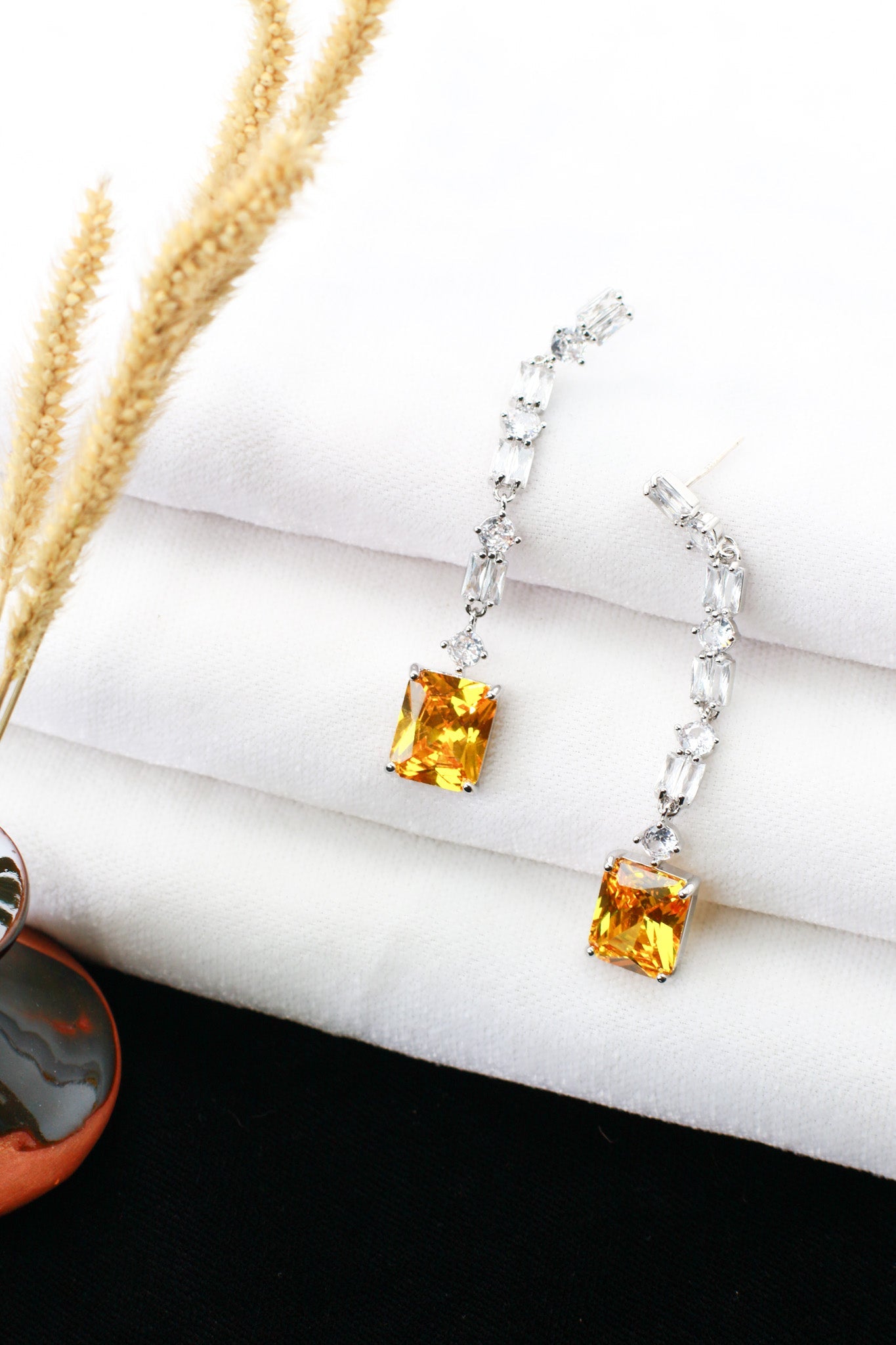 Yellow Canary Crystal Long Drop Earrings - Maxiblink